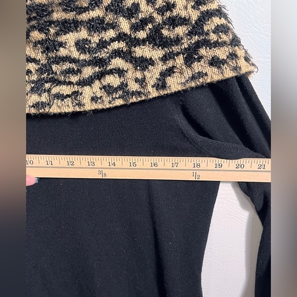 Spense Black Sweater Dress with Leopard Print Details Large - Picture 5 of 8